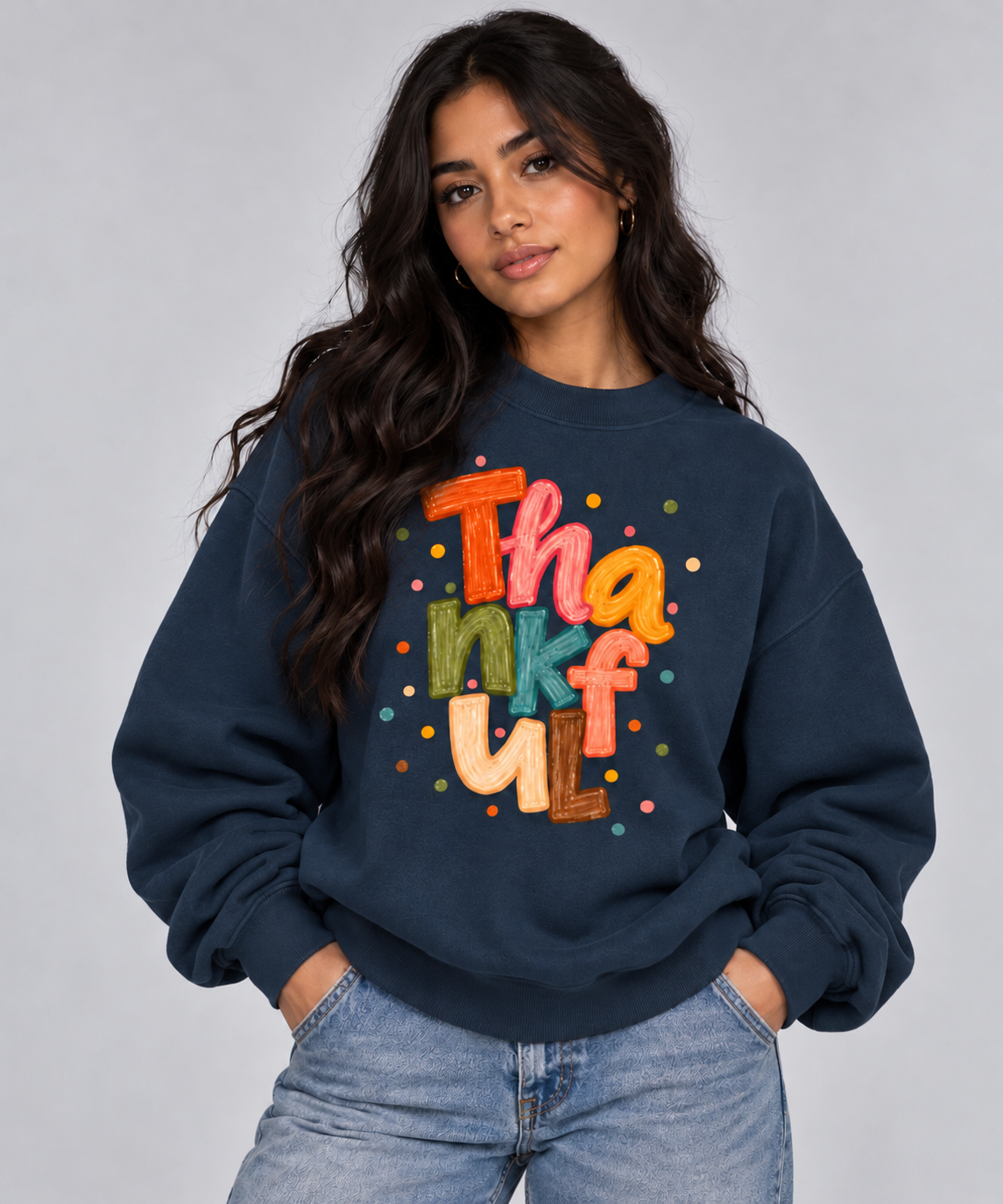 ORVAYNE Thankful Essential Fleece Crew Sweatshirt