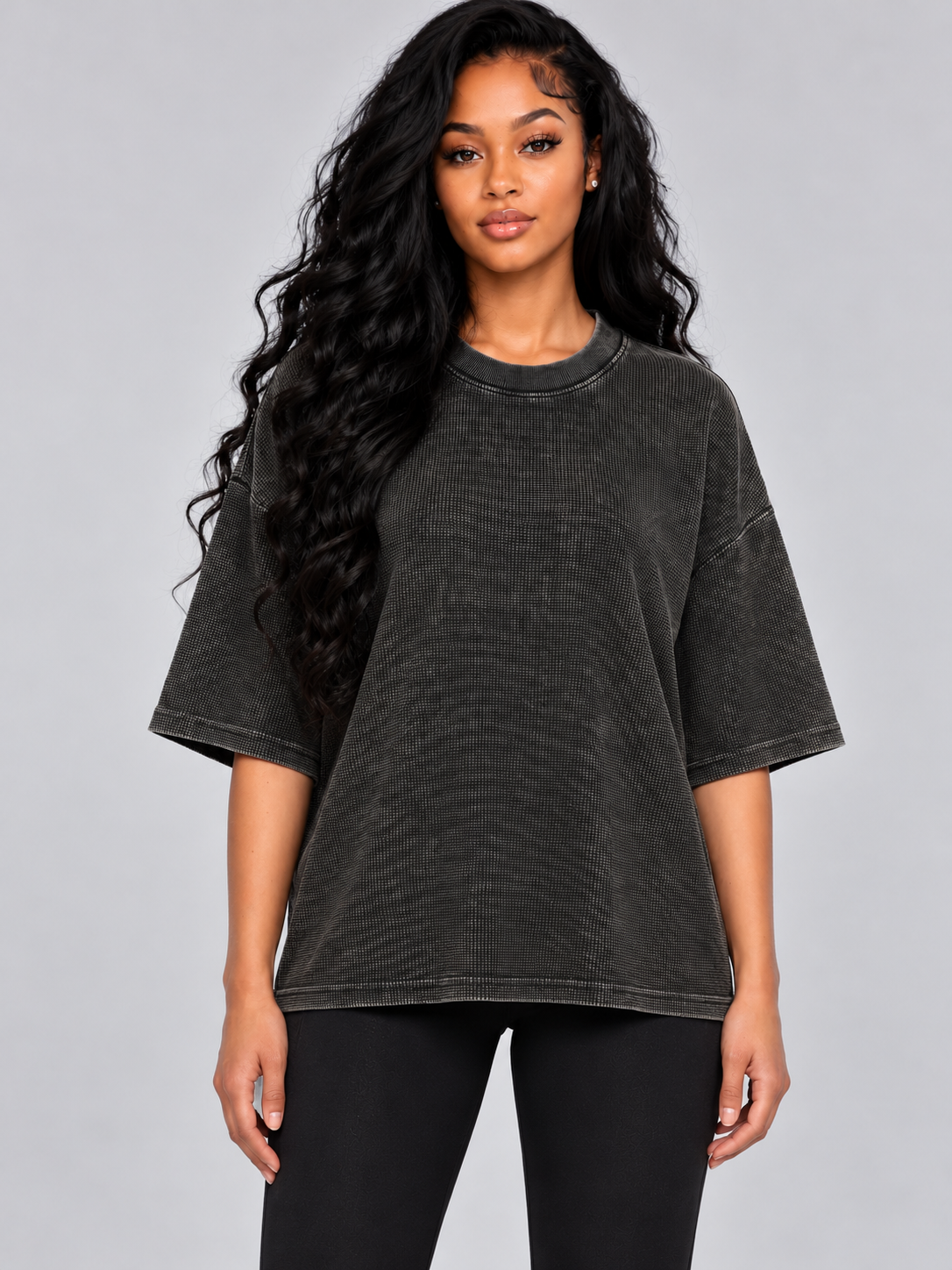 ORVAYNE Textured Waffle Washed Boxy T-Shirt