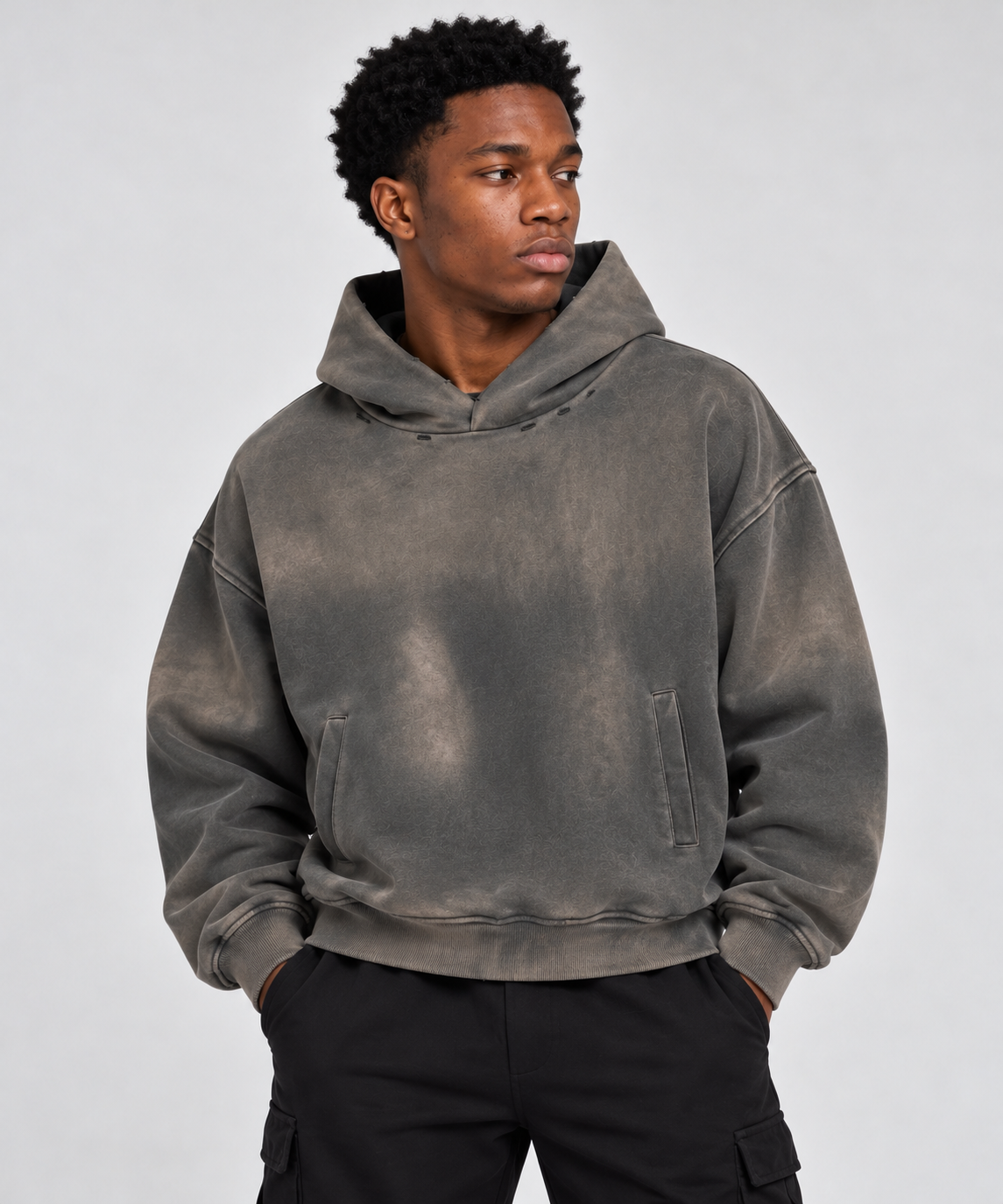 ORVAYNE Sunfade Distressed Boxy Hoodie – Unisex