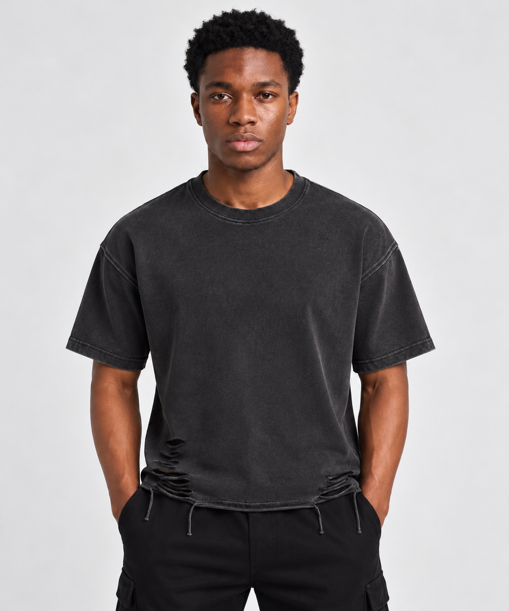 ORVAYNE Distressed Snow Wash Loose Fit  T-Shirt