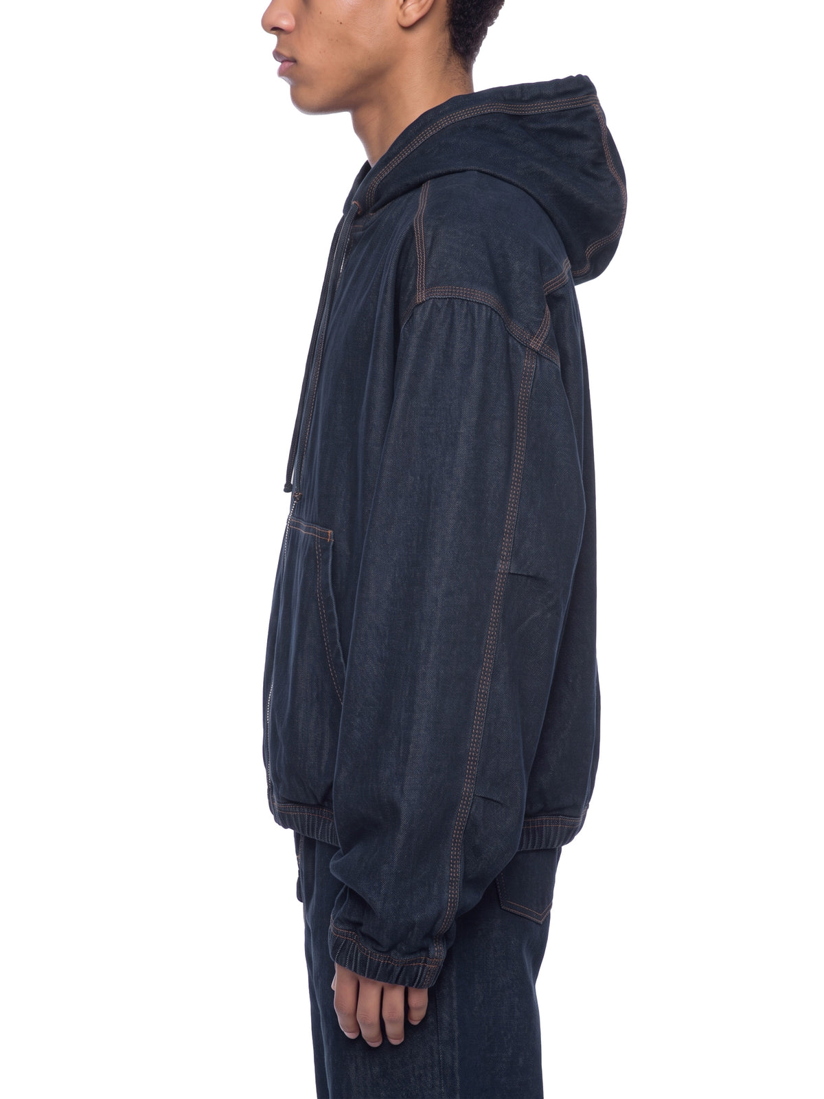 ORVAYNE Men’s Boxy Vintage Wash Hooded Denim Jacket